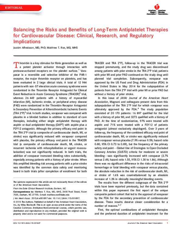(PDF) Balancing the risks and benefits of long-term antiplatelet ...