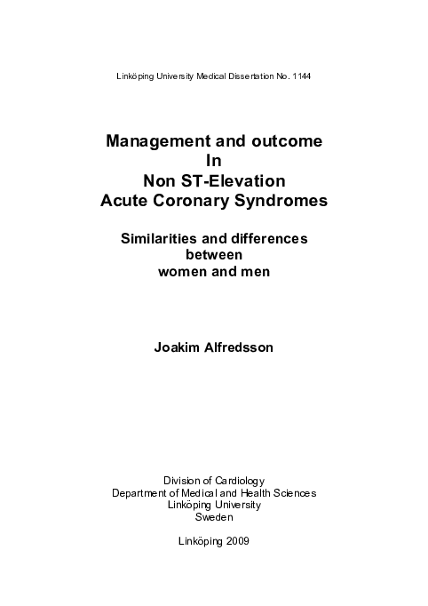 (PDF) Management and outcome In Non ST-Elevation Acute Coronary ...