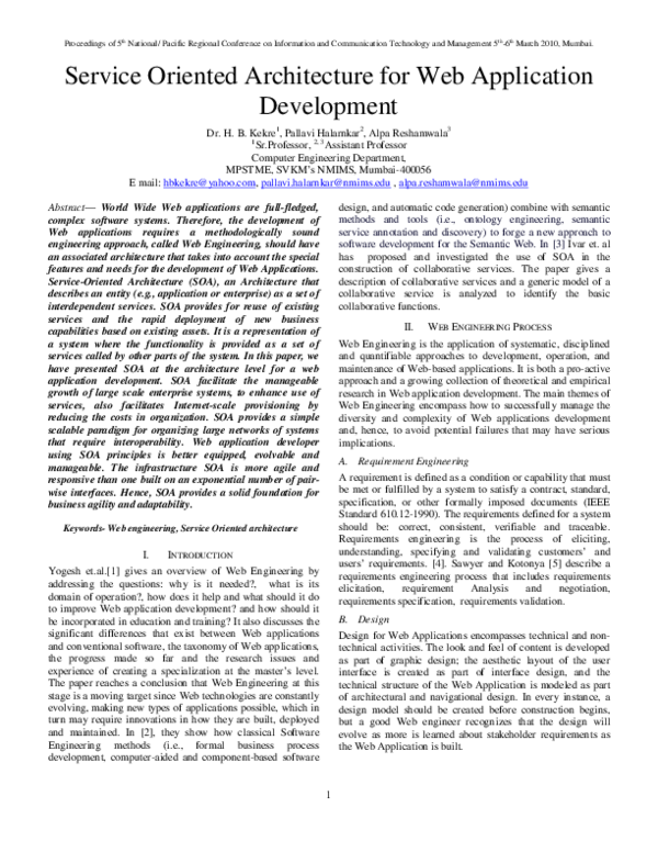 (PDF) Service Oriented Architecture for Web Application Development