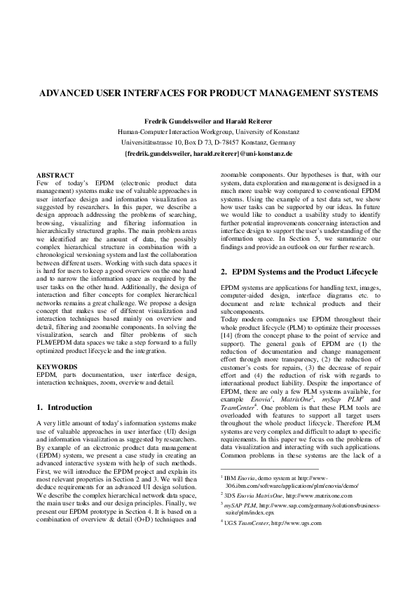 (PDF) Advanced user interfaces for product management systems