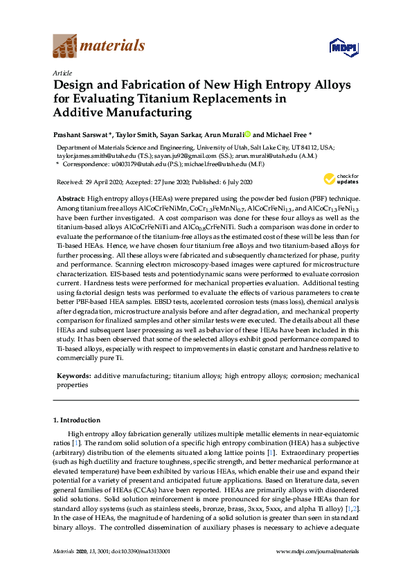 (PDF) Design and Fabrication of New High Entropy Alloys for Evaluating ...
