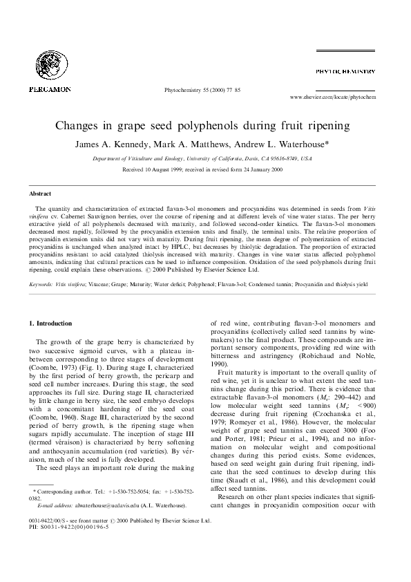 (PDF) Changes in grape seed polyphenols during fruit ripening