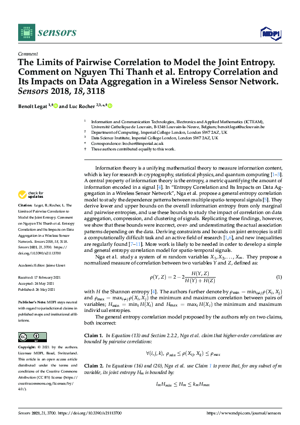 (PDF) The Limits of Pairwise Correlation to Model the Joint Entropy ...