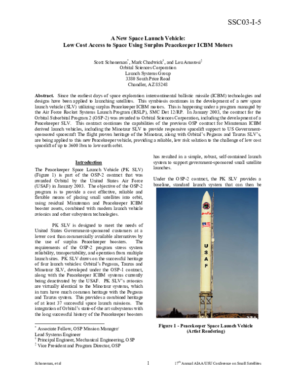 (PDF) A New Space Launch Vehicle: Low Cost Access to Space Using ...