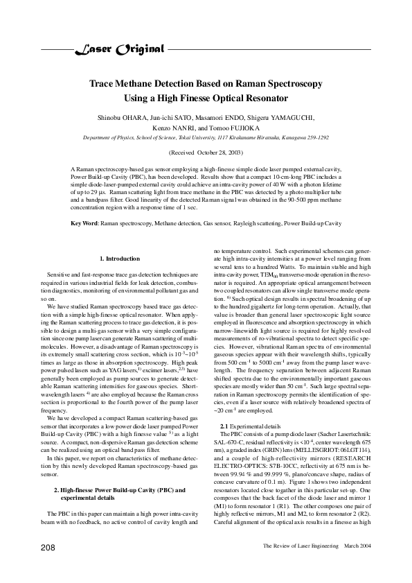 (PDF) Trace Methane Detection Based on Raman Spectroscopy Using a High ...