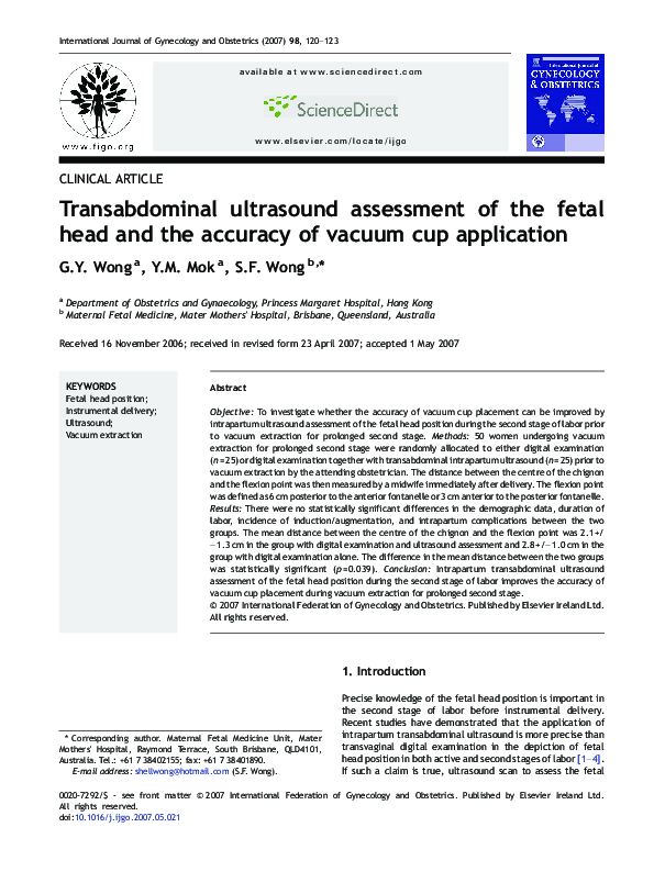 (PDF) Transabdominal ultrasound assessment of the fetal head and the ...