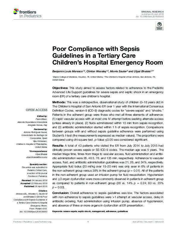 (PDF) Poor Compliance with Sepsis Guidelines in a Tertiary Care ...