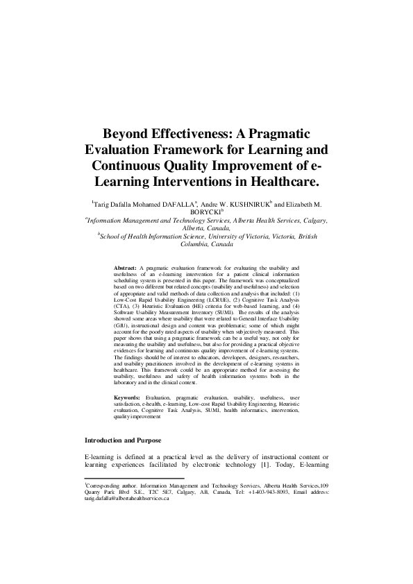 (PDF) Beyond Effectiveness: A Pragmatic Evaluation Framework for ...