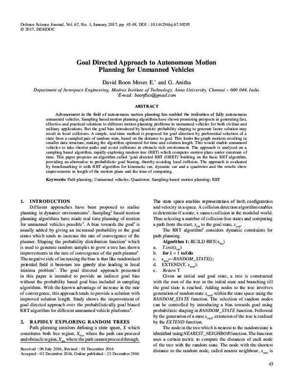 (PDF) Goal Directed Approach to Autonomous Motion Planning for Unmanned ...