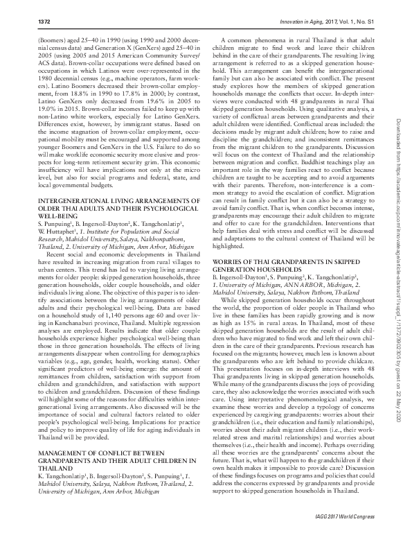 (PDF) Intergenerational Living Arrangements of Older Thai Adults and ...