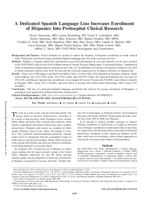 (PDF) A Dedicated Spanish Language Line Increases Enrollment of ...