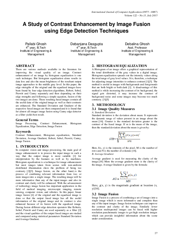 (PDF) A Study of Contrast Enhancement by Image Fusion using Edge ...