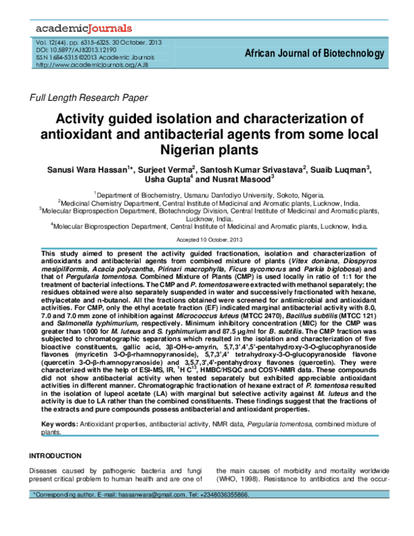 (PDF) Activity guided isolation and characterization of antioxidant and ...