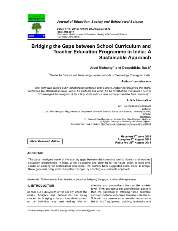 (PDF) Bridging the Gaps between School Curriculum and Teacher Education