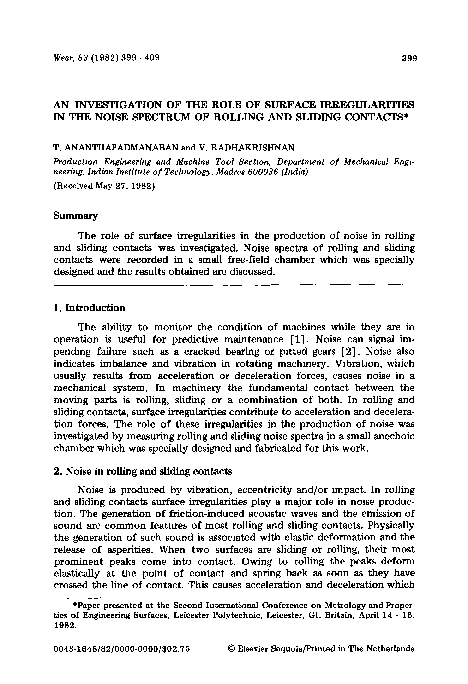 (PDF) An investigation of the role of surface irregularities in the ...
