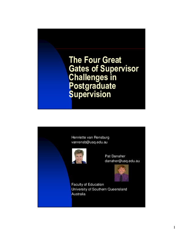 (PDF) The four great gates of supervisors challenges in postgraduate ...