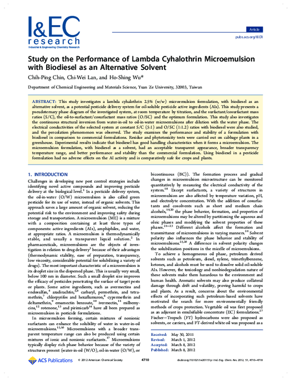 (PDF) Study on the Performance of Lambda Cyhalothrin Microemulsion with ...