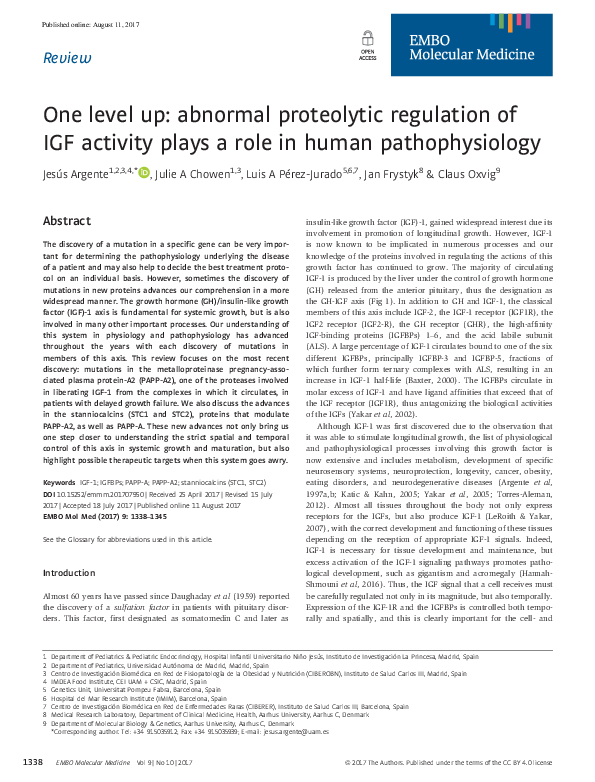 (PDF) One level up: abnormal proteolytic regulation of IGF activity ...