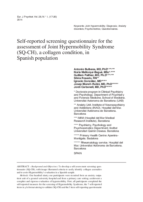 (PDF) Self-reported screening questionnaire for the assessment of Joint ...