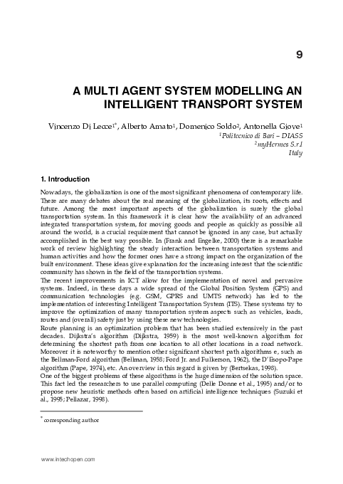 (PDF) A Multi Agent System Modelling an Intelligent Transport System