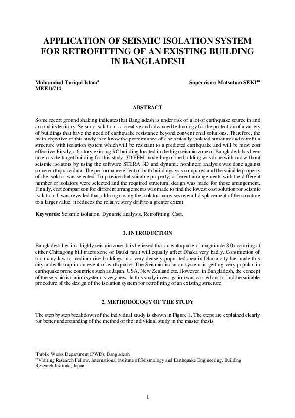 (PDF) Application of Seismic Isolation System for Retrofitting of an ...