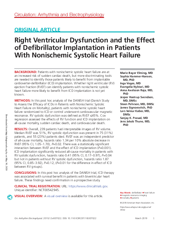 (PDF) Right Ventricular Dysfunction and the Effect of Defibrillator ...