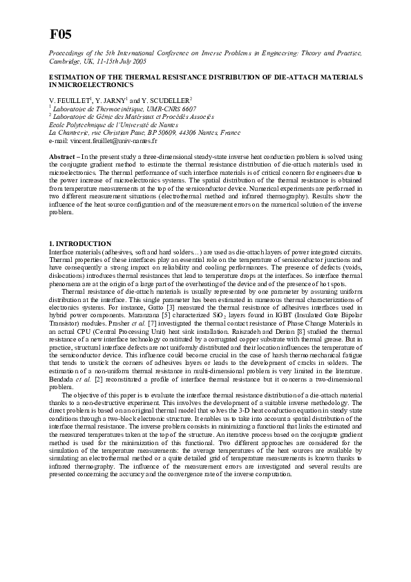 (PDF) Estimation of thermal resistance distributions for die-attach ...