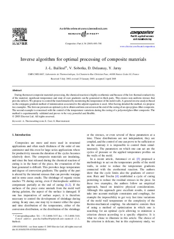 (PDF) Inverse algorithm for optimal processing of composite materials