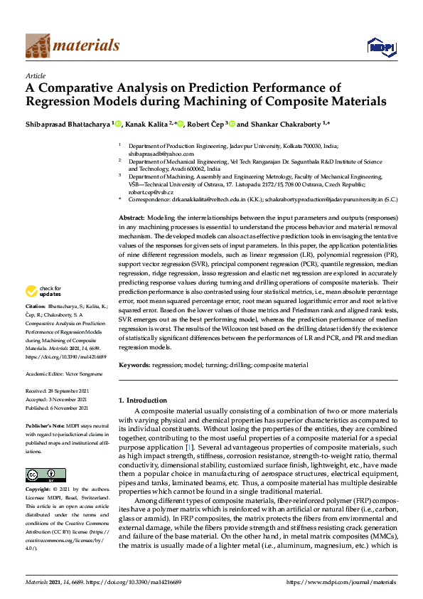 (PDF) A Comparative Analysis on Prediction Performance of Regression ...