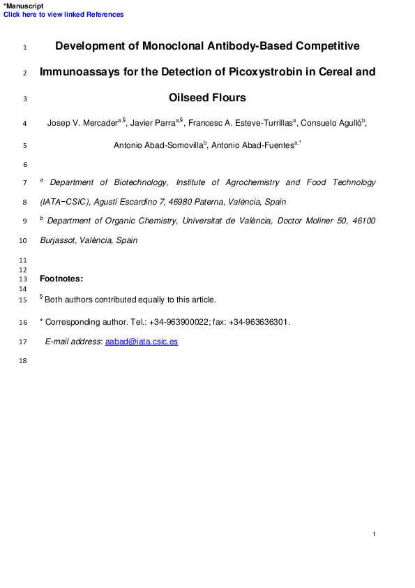 (PDF) Development of a monoclonal antibody based competitive-ELISA for ...