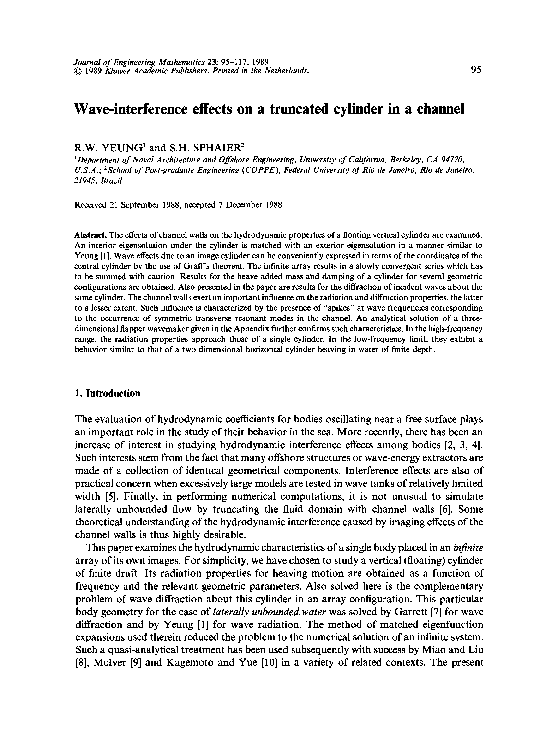 (PDF) Wave-interference effects on a truncated cylinder in a channel