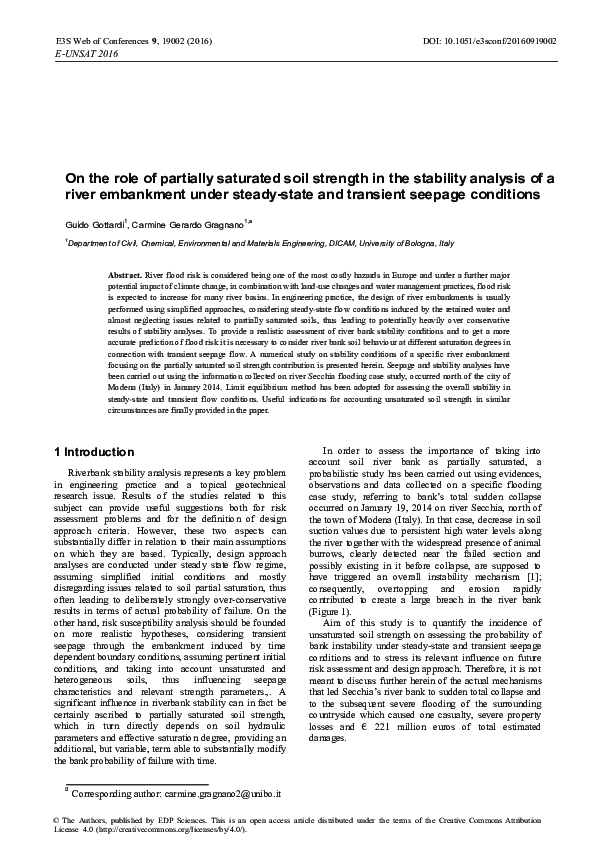 (PDF) On the role of partially saturated soil strength in the stability ...