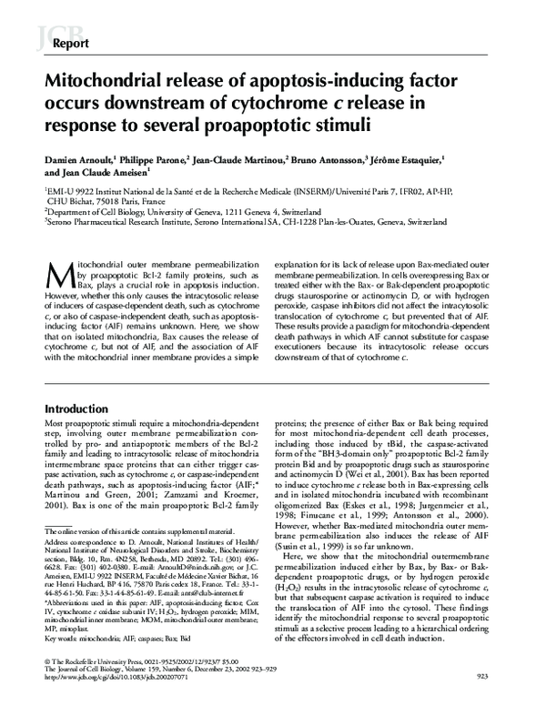 (PDF) Mitochondrial release of apoptosis-inducing factor occurs ...