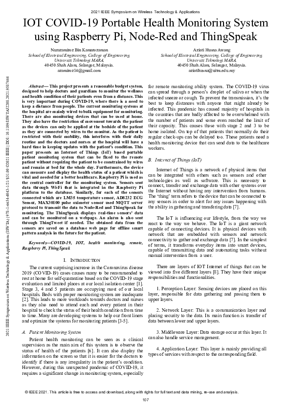 (PDF) IOT COVID-19 Portable Health Monitoring System using Raspberry Pi ...