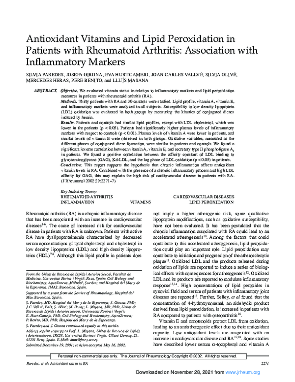 (PDF) Antioxidant vitamins and lipid peroxidation in patients with ...