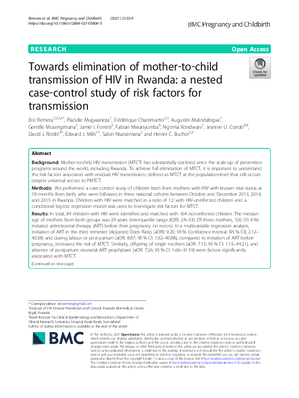 (PDF) Towards elimination of mother‐to‐child transmission of HIV in ...
