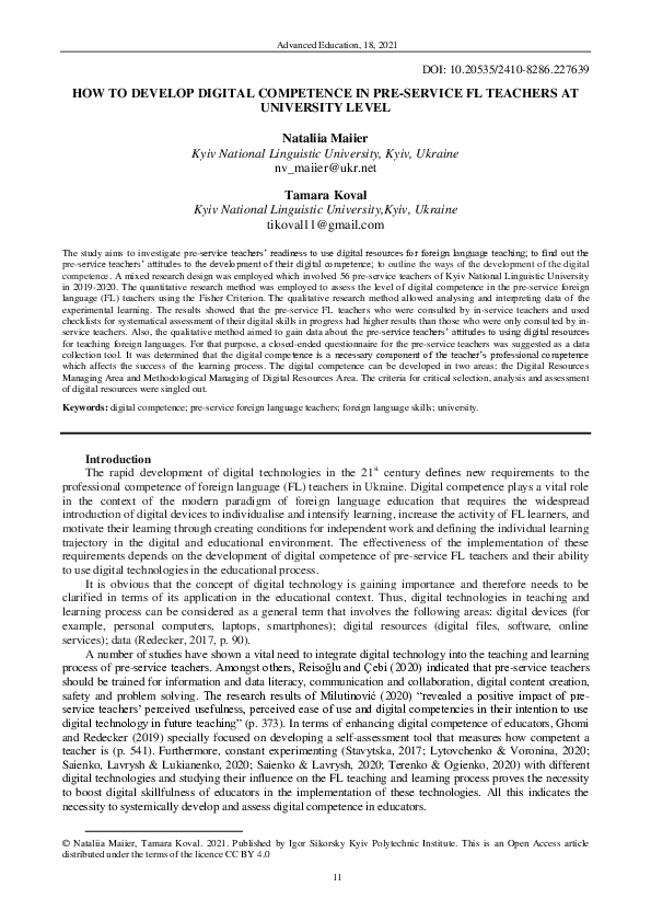 (PDF) How to Develop Digital Competence in Pre-Service FL Teachers at ...