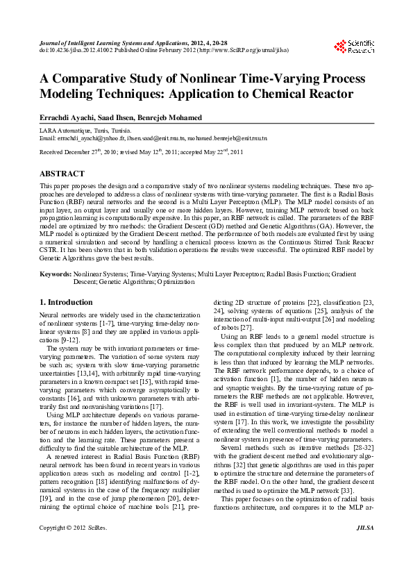 (PDF) A Comparative Study of Nonlinear Time-Varying Process Modeling ...