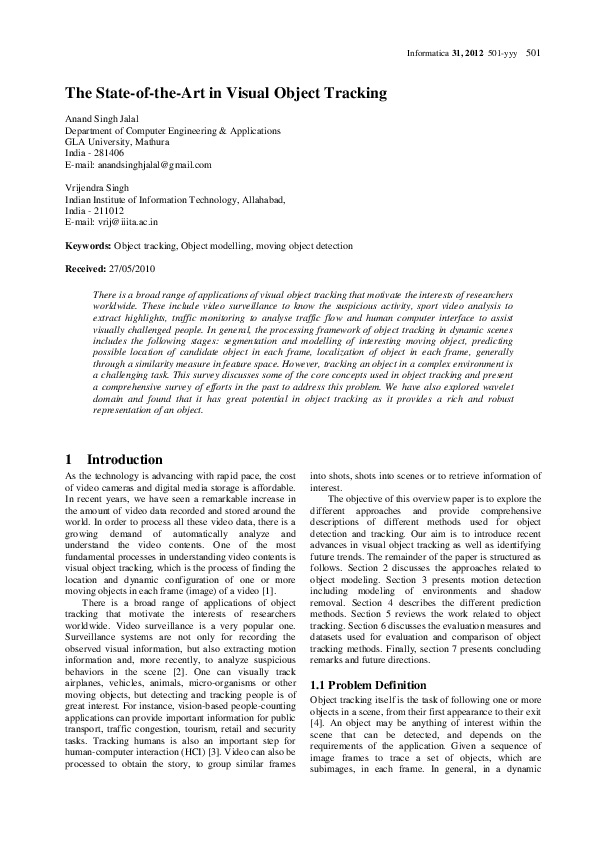 (PDF) The State-of-the-Art in Visual Object Tracking