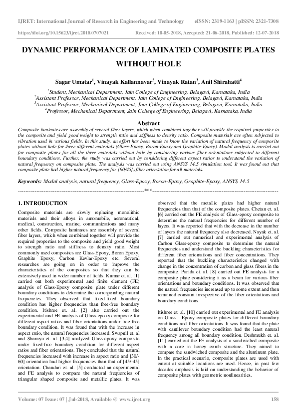 (PDF) Dynamic Performance of Laminated Composite Plates Without Hole