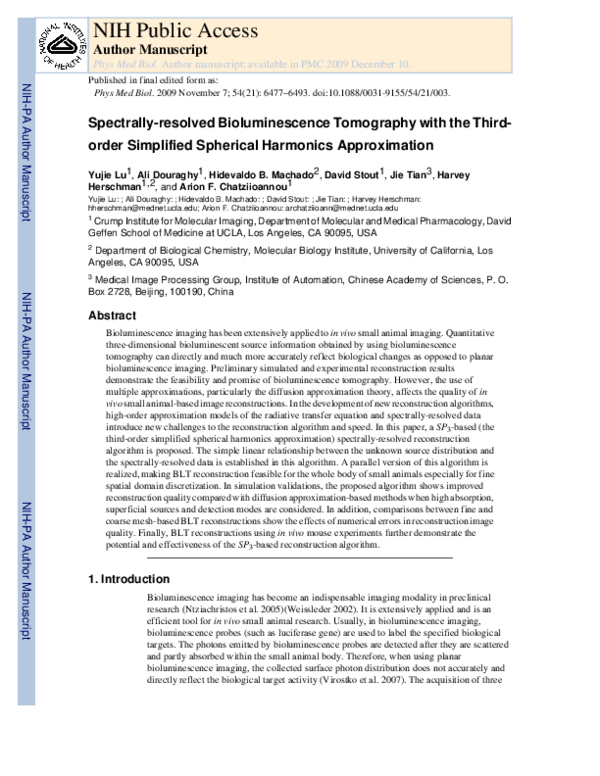 (PDF) Spectrally Resolved Bioluminescence Tomography With the Third ...