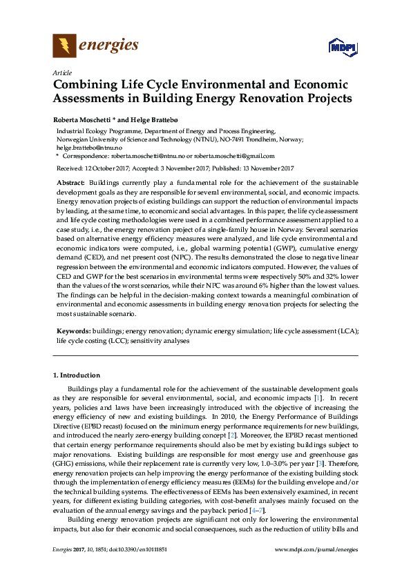 (PDF) Combining Life Cycle Environmental and Economic Assessments in ...