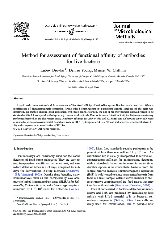 (PDF) Method for assessment of functional affinity of antibodies for ...