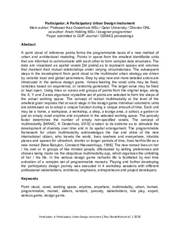 (PDF) Participator, A Participatory Urban Design Instrument