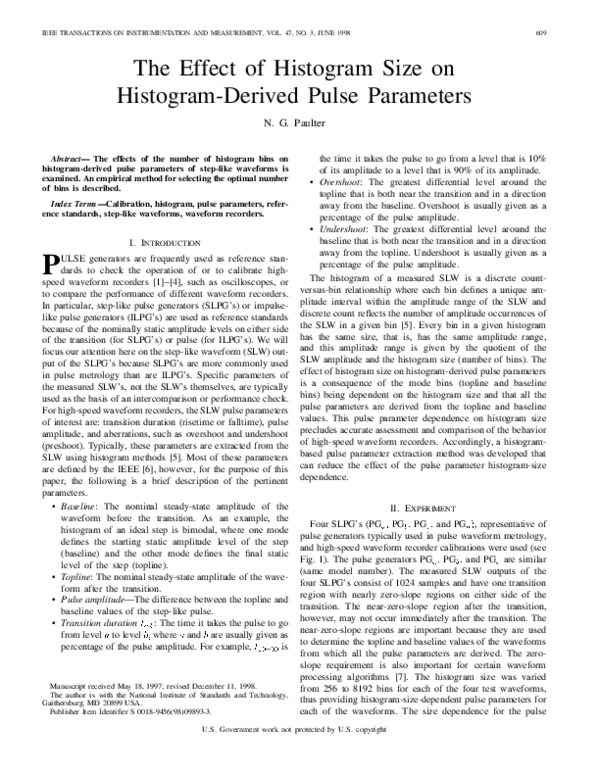 (PDF) The effect of histogram size on histogram-derived pulse parameters