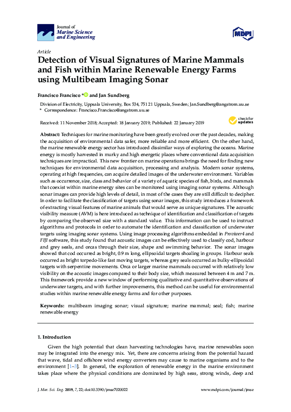 (PDF) Detection of Visual Signatures of Marine Mammals and Fish within ...