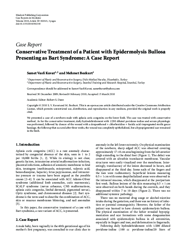(PDF) Conservative Treatment of a Patient with Epidermolysis Bullosa ...
