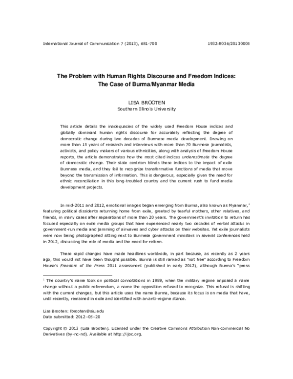 (PDF) The Problem with Human Rights Discourse and “Freedom” Indicators ...