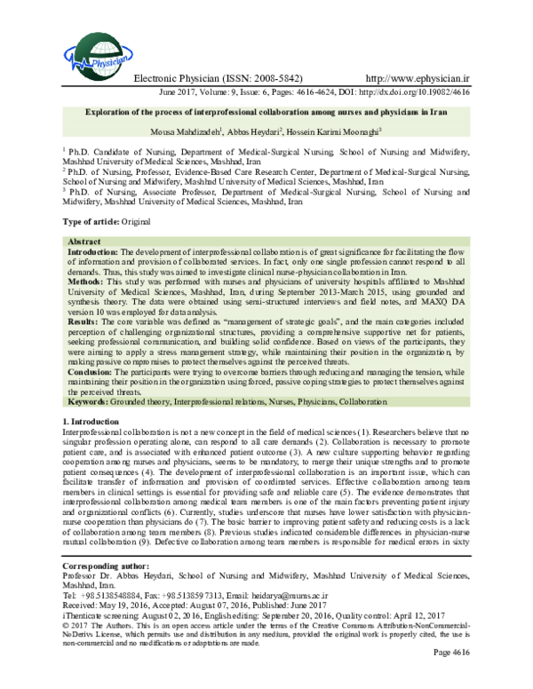 (PDF) Exploration of the process of interprofessional collaboration ...