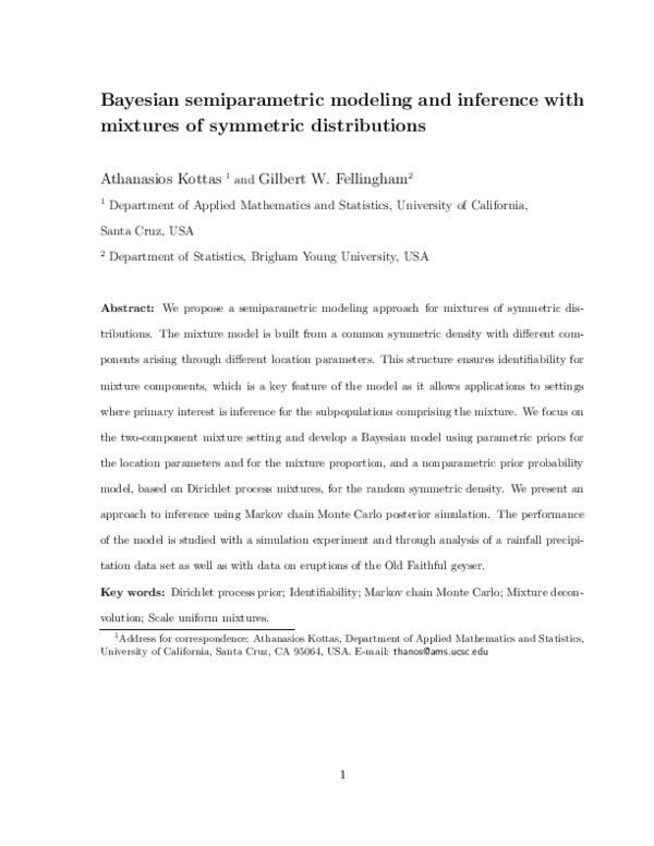 (PDF) Bayesian semiparametric modeling and inference with mixtures of ...